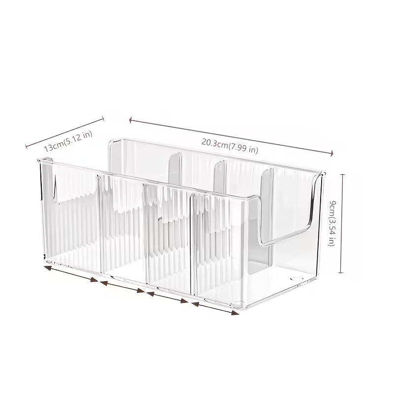 6pc-Four-compartment Large-capacity Transparent Condiment Storage Box