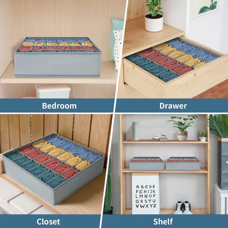 2Pack-48-Compartment Fabric Socks & Underwear Organizers