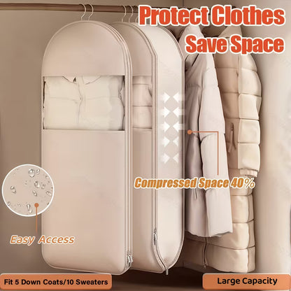 3-Size Pink And Beige Compression Hanging Storage Bags