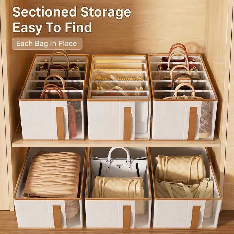 3pc-Foldable Handbag Organizer Storage Box