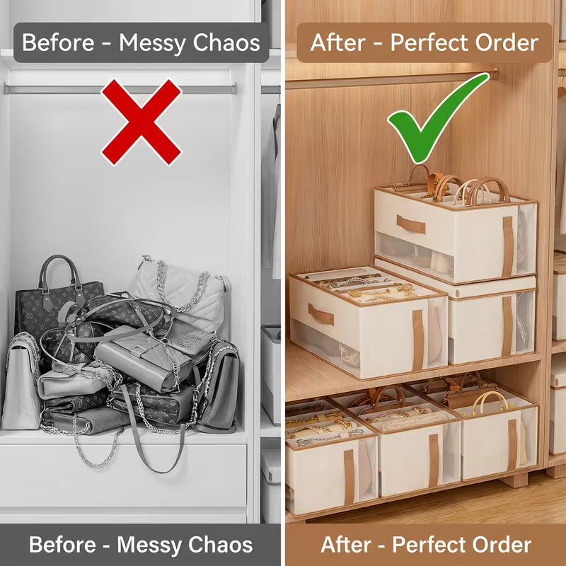 3pc-Foldable Handbag Organizer Storage Box