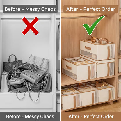 3pc-Foldable Handbag Organizer Storage Box
