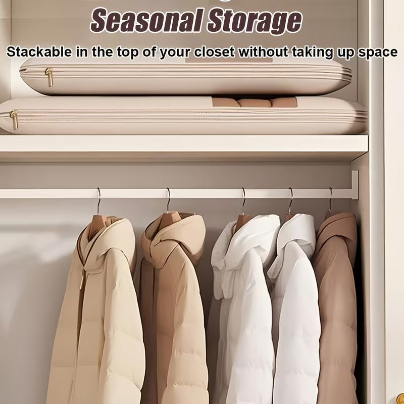 3-Size Pink And Beige Compression Hanging Storage Bags