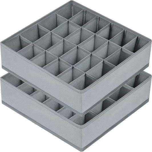 2Pack-48-Compartment Fabric Socks & Underwear Organizers