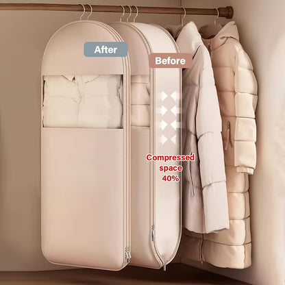3-Size Pink And Beige Compression Hanging Storage Bags