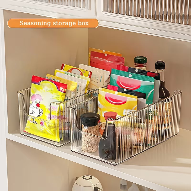 6pc-Four-compartment Large-capacity Transparent Condiment Storage Box