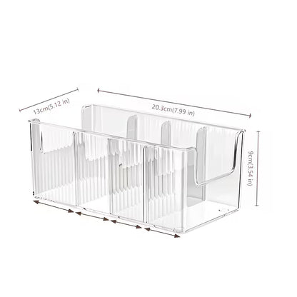 6pc-Four-compartment Large-capacity Transparent Condiment Storage Box