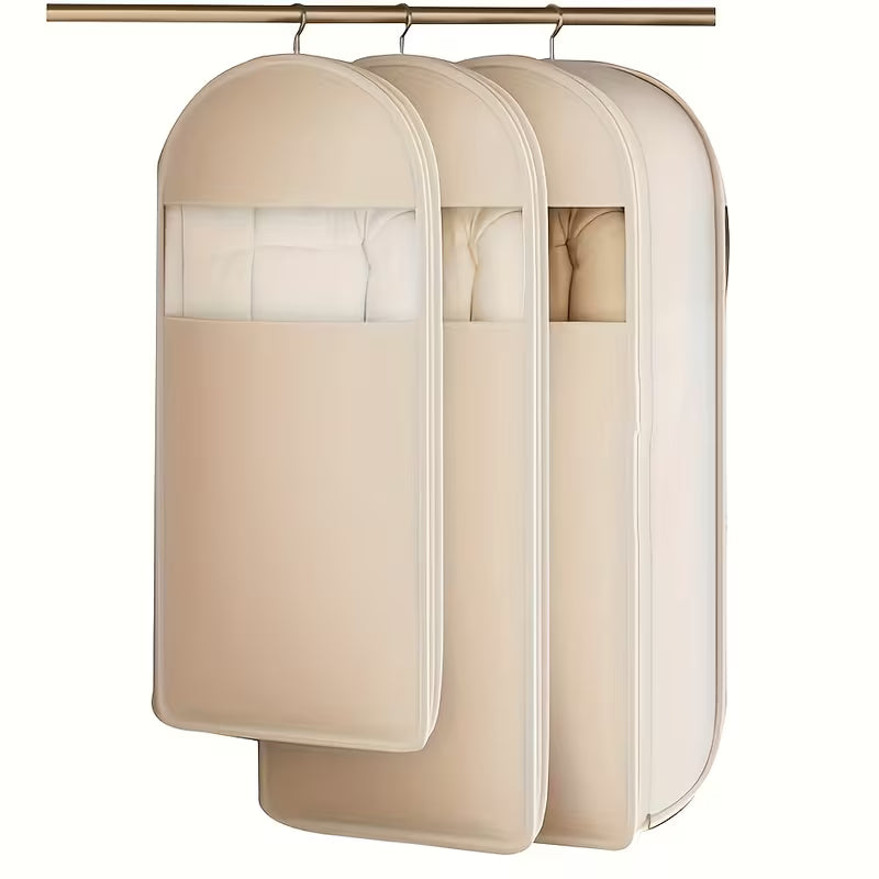 3-Size Pink And Beige Compression Hanging Storage Bags