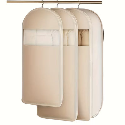 3-Size Pink And Beige Compression Hanging Storage Bags