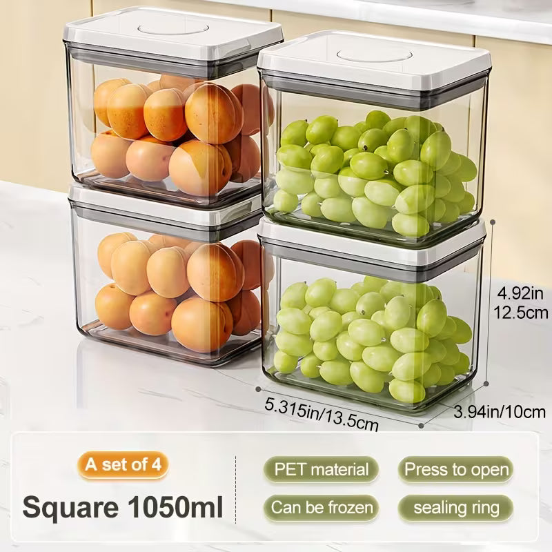 4 PCS 35.5-ounce Airtight Food Storage Containers with Lids and a Push-to-seal Design