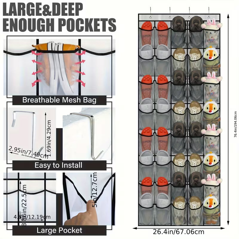 3pc-40 Pocket Door Hanging Organizer with Slip Hooks