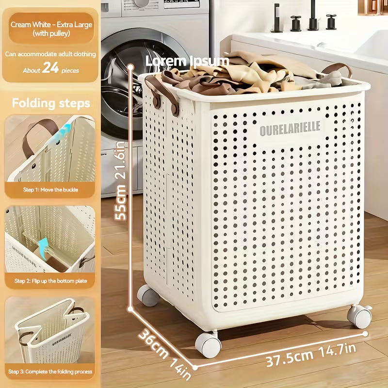 2pc-One Large Foldable Laundry Basket Without Cover
