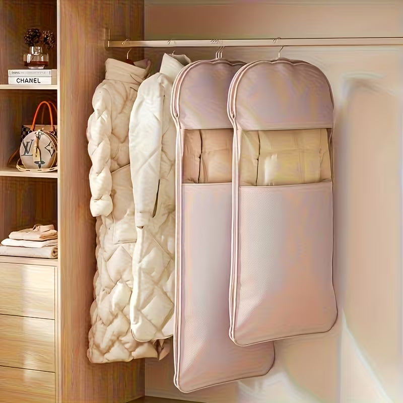 3-Size Pink And Beige Compression Hanging Storage Bags