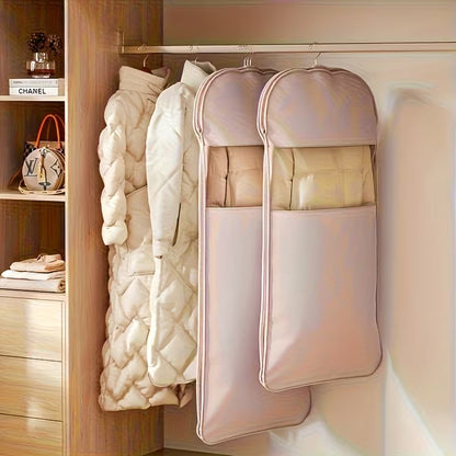 3-Size Pink And Beige Compression Hanging Storage Bags